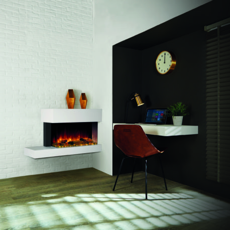 Skope 70W Outset Trento Right Offset with Log & Pebble fuel effects and Decorative column